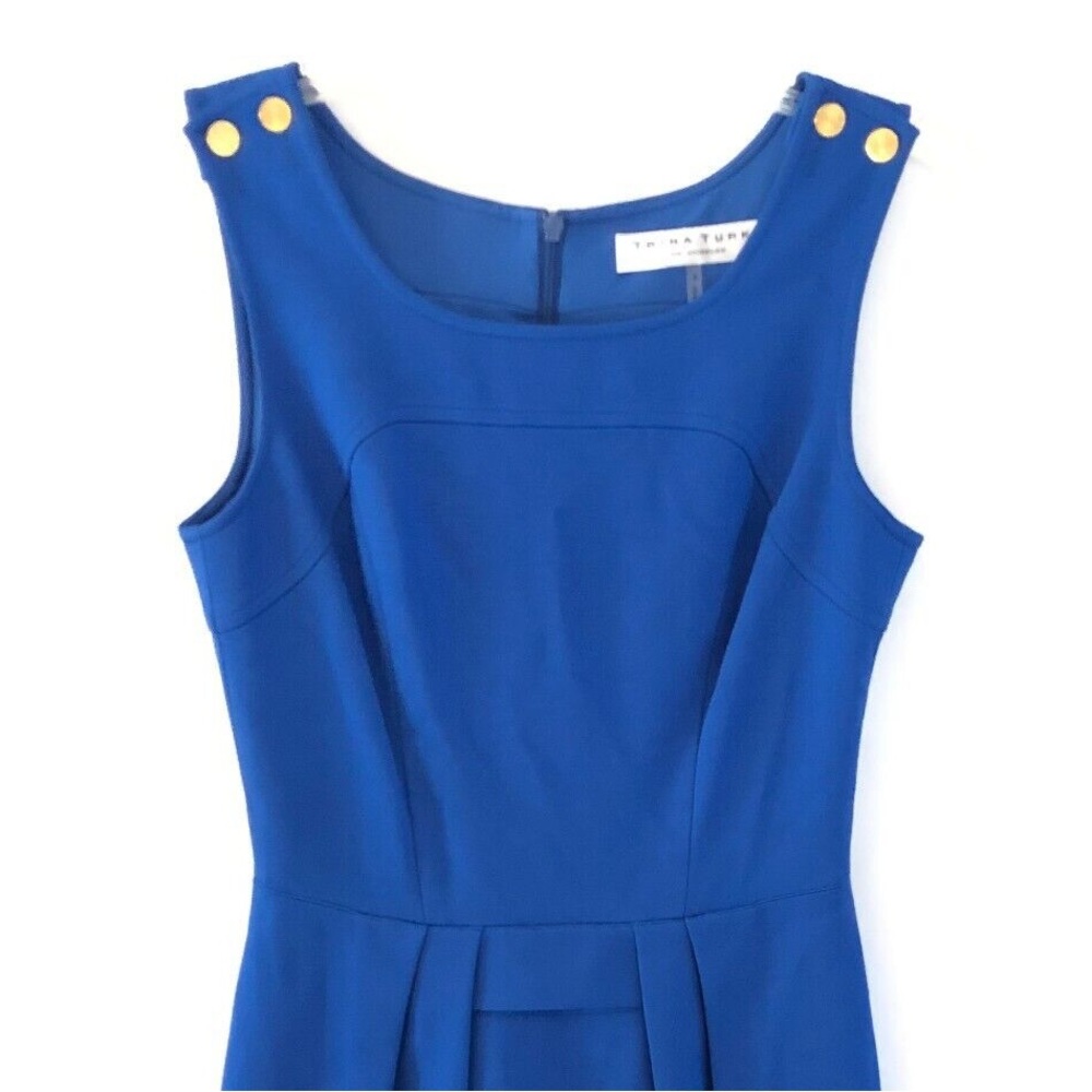 Royal Blue Gold Button Fit & Flare Dress | Trina Turk
